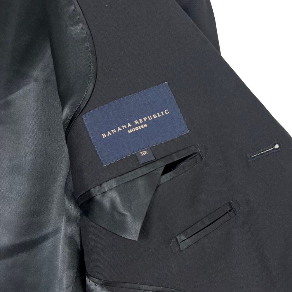 Banana Republic Modern 100% Wool Blazer Black 38R Classic Tailored Old Money - Picture 7 of 8